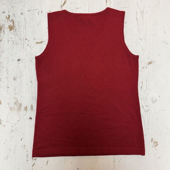 Chicos Vest Top 0 Medium Small Burgundy Red Sleeveless Shirt Stretch Knit - Picture 2 of 7